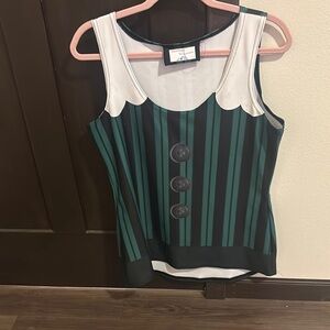 Striped Green and Black Women's Top